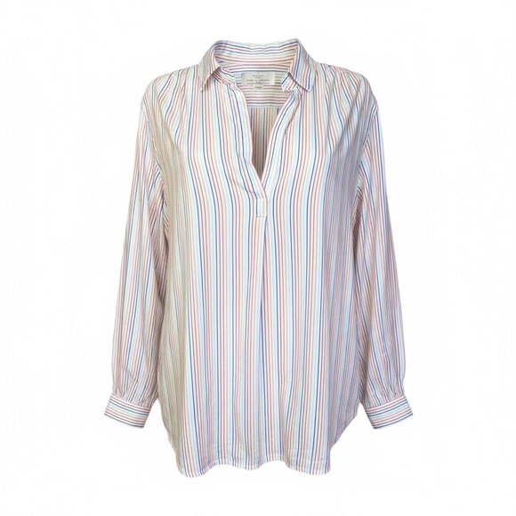 Trovata Multi-Stripe Popover Long Sleeve Top - sz Large - Picture 1 of 7